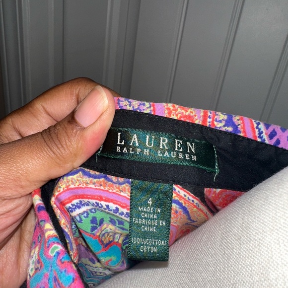 Lauren by Ralph Lauren vibrant paisley button up blouse - Picture 9 of 12